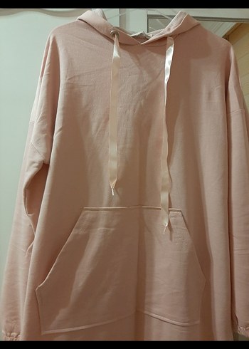 Pembe Uzun Kollu Salaş Kadın Sweatshirt