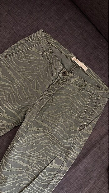 Zara Zebra Desen Haki Kot Pantolon