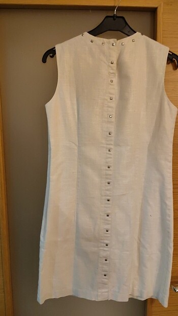 Cynthia Rowley Beyaz haifid pırıltılı keten elbise 