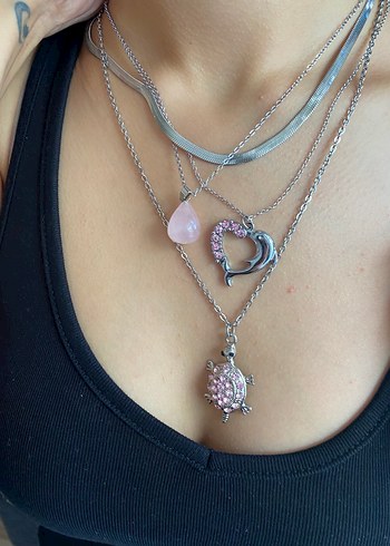 Diğer Bohem Tarzı Pembe Boncuklu Midi Kolye