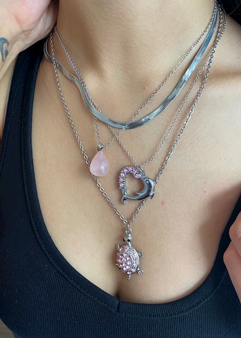 Bohem Tarzı Pembe Boncuklu Midi Kolye