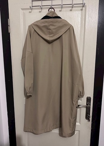 36 Beden camel Renk Bej Uzun Beli Kemerli Kadın Yağmurluk