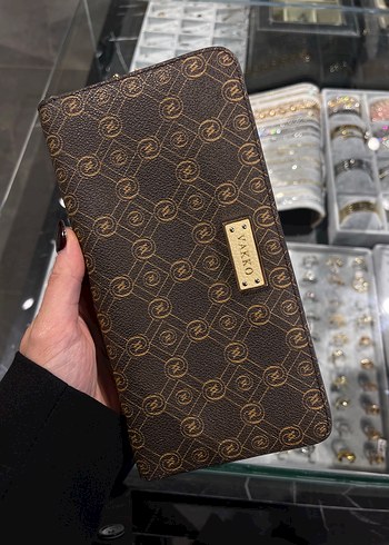 Vakko Monogram Kahverengi Deri Fermuarlı Kadın Cüzdanı