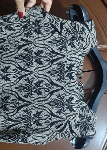 Zara Desenli badem sırt dekolteliı kısa Bohem Kadın Triko Elbise