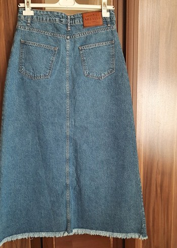 Armine Mavi Midi Denim Kadın Uzun Etek