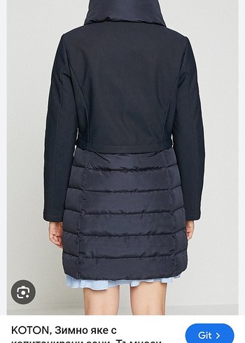 Lacivert Kadın Koton Midi Puff Mont - Görsel 4