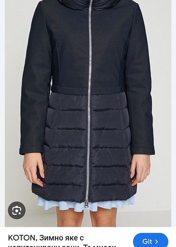 Lacivert Kadın Koton Midi Puff Mont - Görsel 2