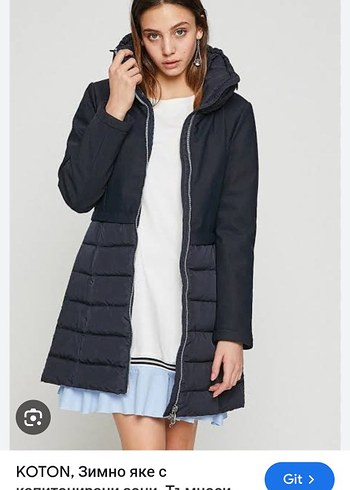 Lacivert Kadın Koton Midi Puff Mont - Görsel 3