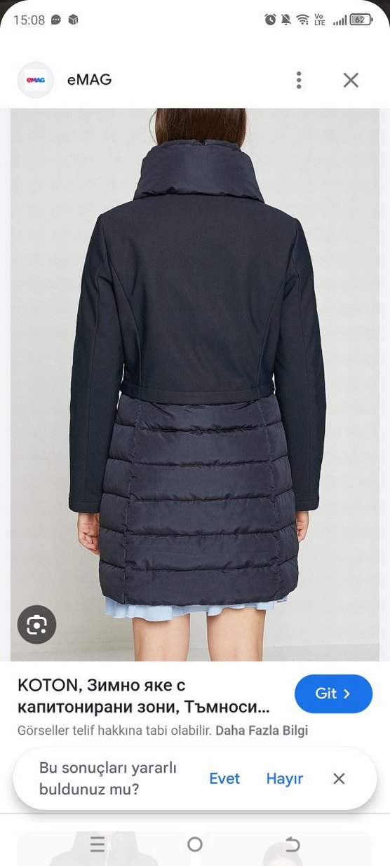 Lacivert Kadın Koton Midi Puff Mont - Görsel 4