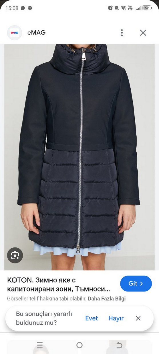 Lacivert Kadın Koton Midi Puff Mont - Görsel 2