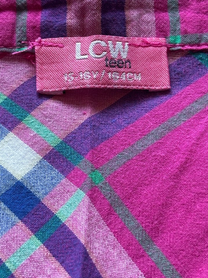 Kız Çocuk Pembe Kareli Uzun Kollu Gömlek - Görsel 3