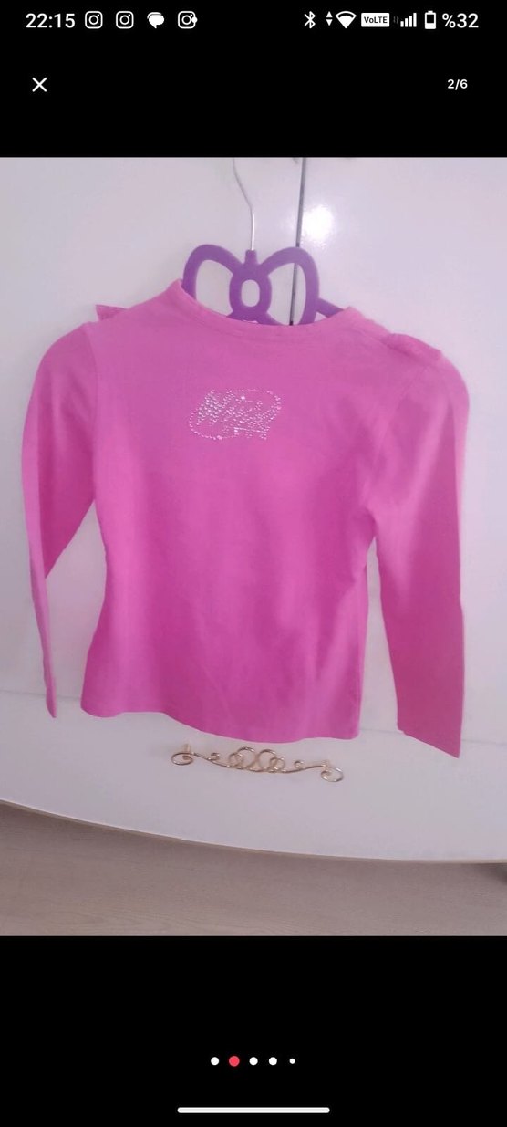 Kız Çocuk Pembe Uzun Kollu Tişört - Görsel 2