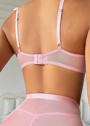 Pembe Mini kapsız Sütyen hizmetli kostüm Takımı L/XL - Görsel 4