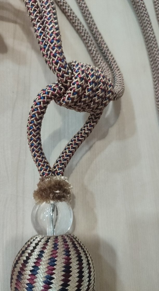 Bordo Gri Bohem Perde Püskülü 2'li - Görsel 3