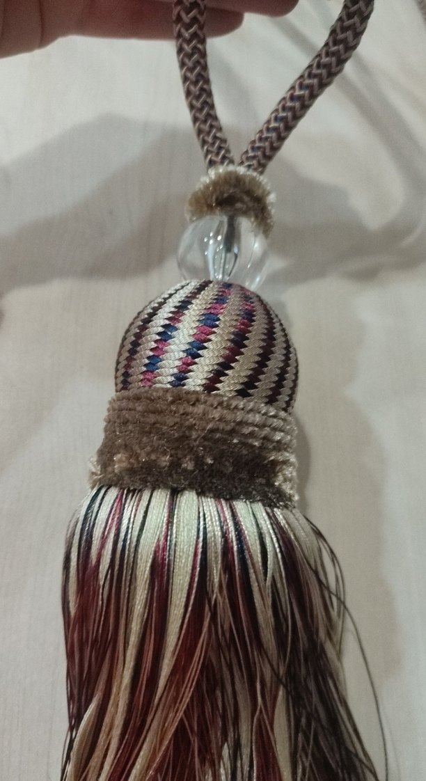 Bordo Gri Bohem Perde Püskülü 2'li - Görsel 2