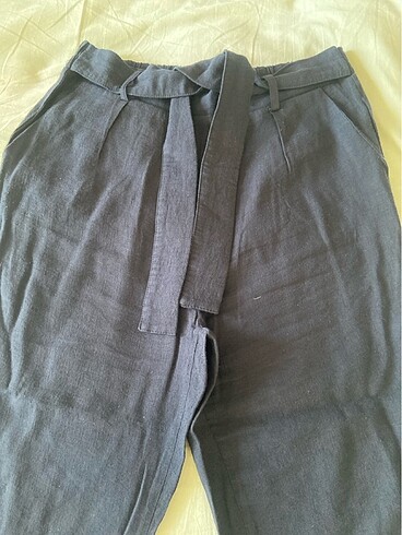 Beşi kuşakli keten pantolon - Görsel 2