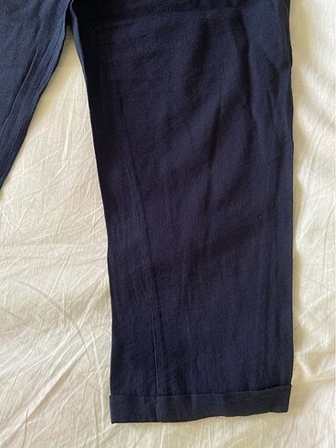 Beşi kuşakli keten pantolon - Görsel 3