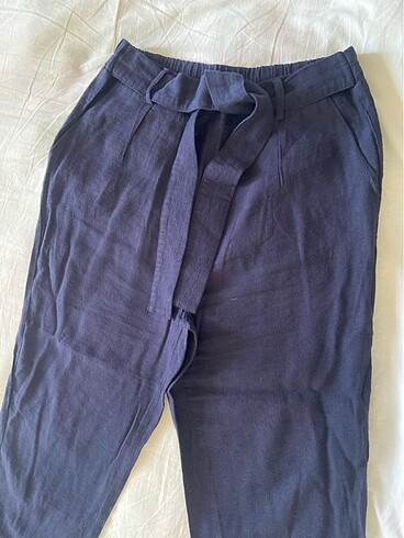 Beşi kuşakli keten pantolon - Görsel 4