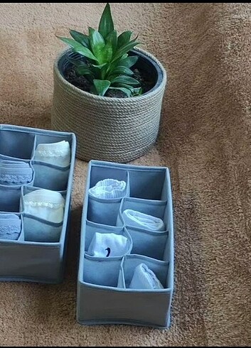 8 bölmeli gri 2 adet çekmece dolap içi düzenleyici organizer.