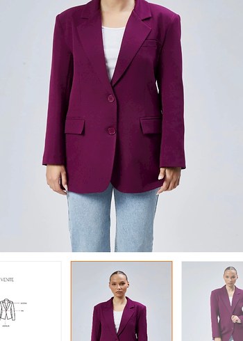 Diğer Mor Dugmeli Oversize Kadin Blazer Ceket