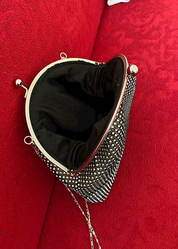 Diğer Siyah Parlak Zincirli Kadın Clutch Çanta