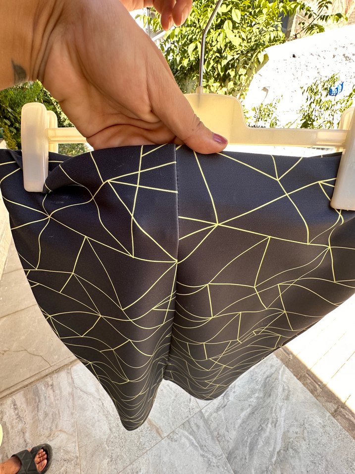 Drapeli Siyah Desenli Midi Kalem Etek - Görsel 4