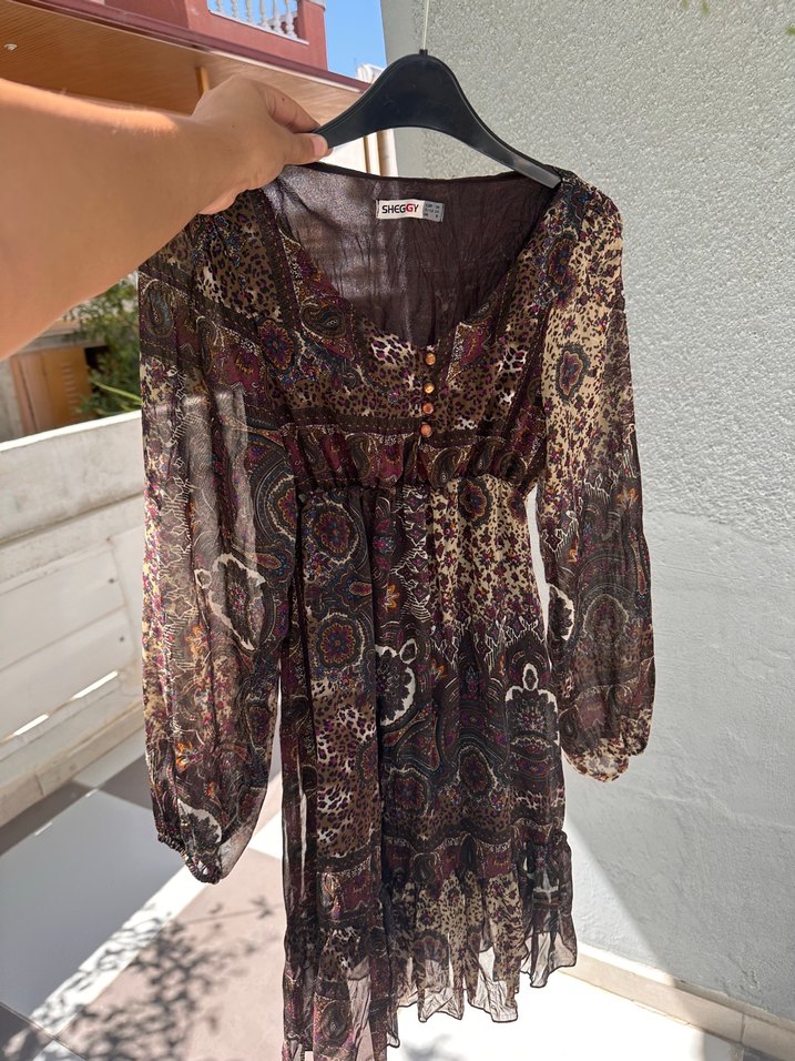 Bohem Uzun Kol Desenli tunik - Görsel 3