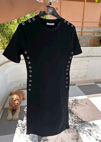 Zara Zara Siyah Midi Kadın Kısa Kollu Elbise