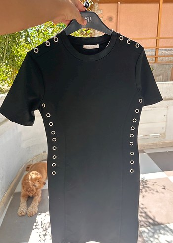 Zara Siyah Midi Kadın Kısa Kollu Elbise