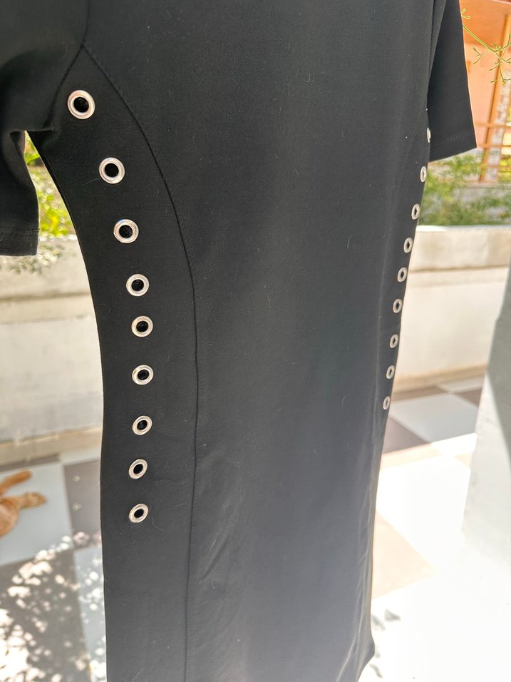 Zara Siyah Midi Kadın Kısa Kollu Elbise - Görsel 4