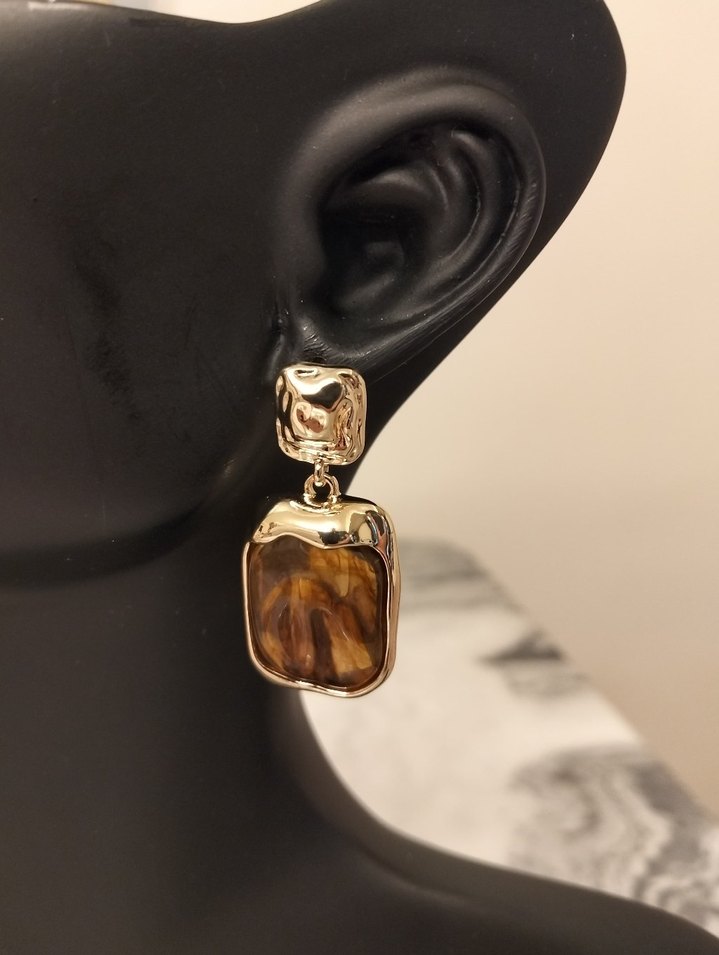 Kahverengi Mini Bohem Küpeler - Görsel 3