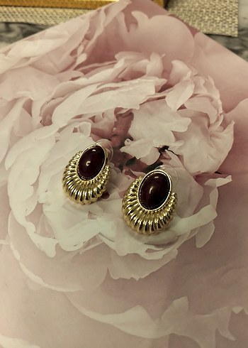 Kırmızı Vintage Düğmeli Midi Küpe - Görsel 7