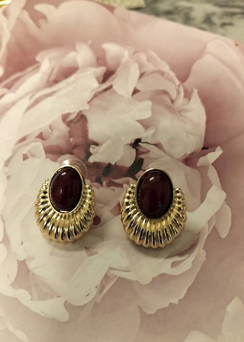 Kırmızı Vintage Düğmeli Midi Küpe - Görsel 4