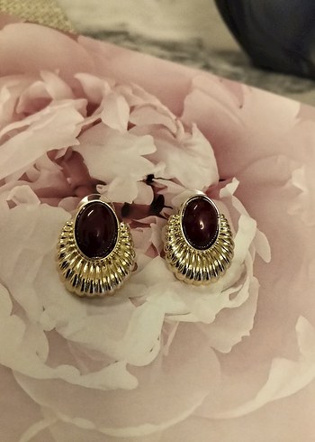 Kırmızı Vintage Düğmeli Midi Küpe - Görsel 5