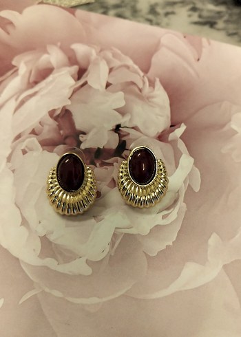 Kırmızı Vintage Düğmeli Midi Küpe - Görsel 6