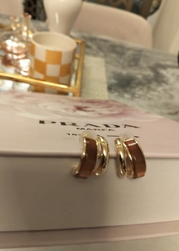 Parlak Kahverengi Mini Parisian Küpe - Görsel 4