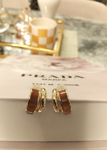 Parlak Kahverengi Mini Parisian Küpe - Görsel 3