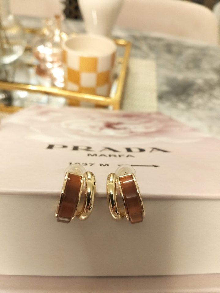 Parlak Kahverengi Mini Parisian Küpe - Görsel 3