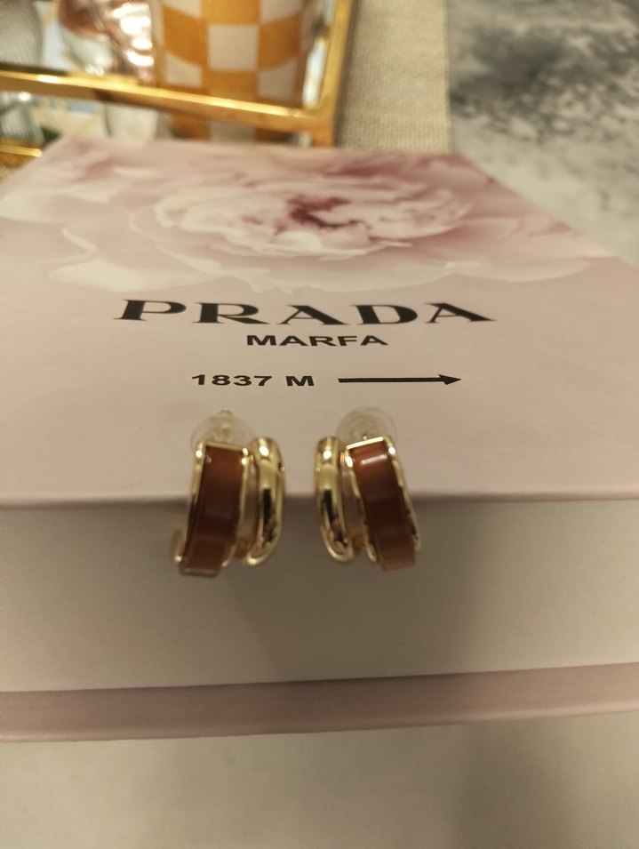 Parlak Kahverengi Mini Parisian Küpe - Görsel 2