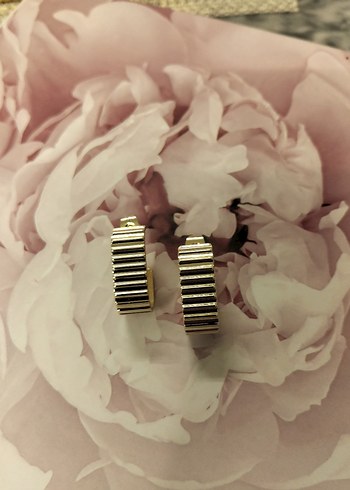 Altın Renkli Pileli Mini Küpeler - Görsel 2