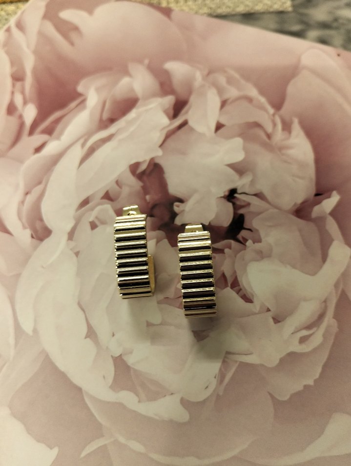 Altın Renkli Pileli Mini Küpeler - Görsel 2