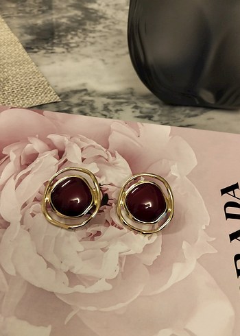 Kırmızı Mini Düğmeli Küpe - Görsel 6