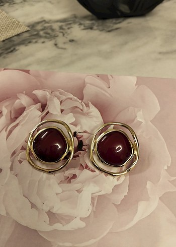 Kırmızı Mini Düğmeli Küpe - Görsel 7