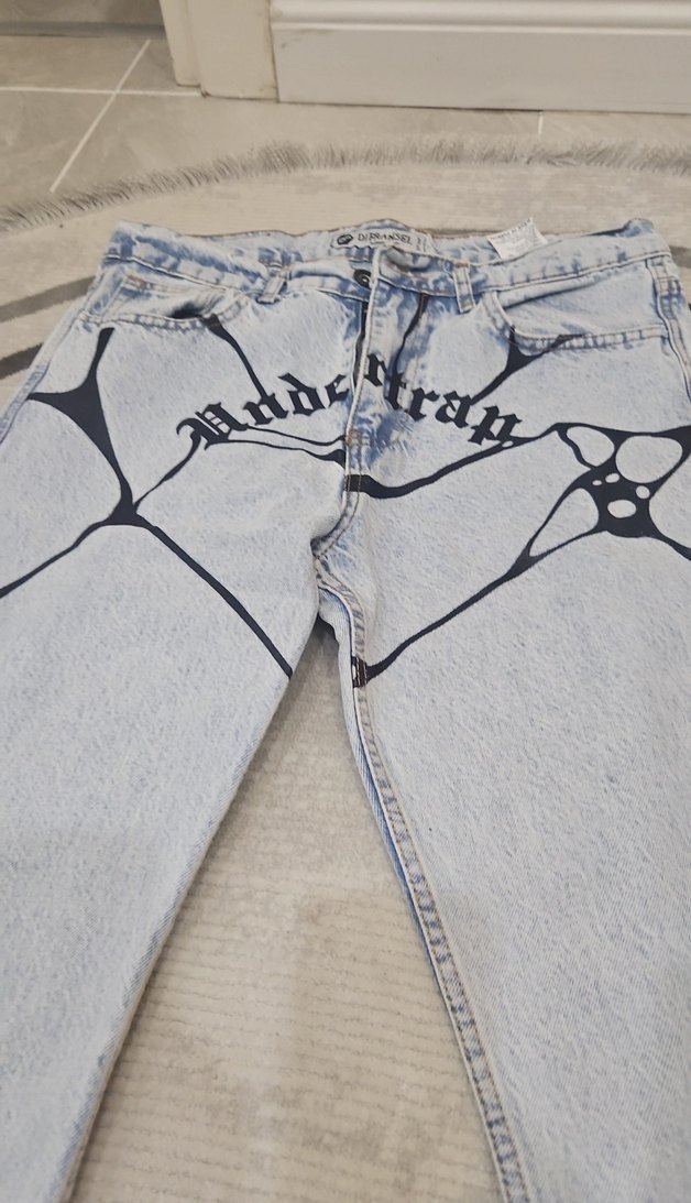 Gri Mavi Batik Desenli erkekDenim Pantolon - Görsel 2