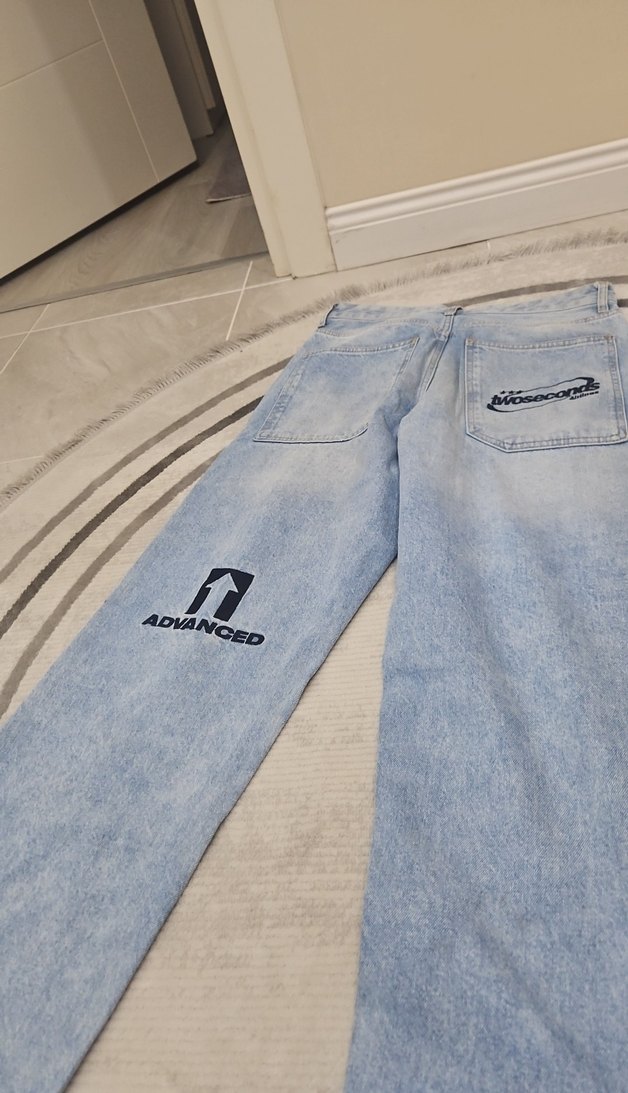 Baskılı Gri Mavi Salaş erkek Kot Pantolon - Görsel 3