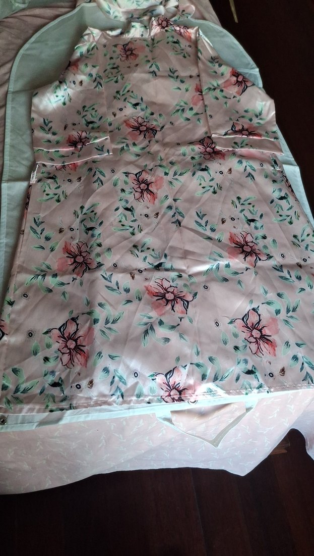 Pembe Çiçek Desenli Bohem Uzun Kadın Saten Pareo, Sabahlık - Görsel 4