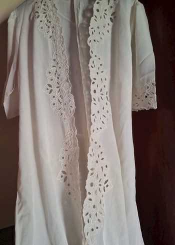 izon 1 Dantel İşlemeli Uzun Bohem Sabahlık,Mayo üzerine - Görsel 2