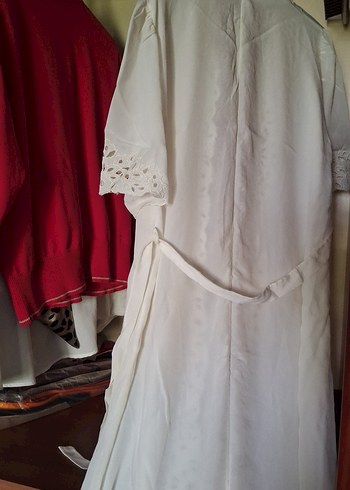 izon 1 Dantel İşlemeli Uzun Bohem Sabahlık,Mayo üzerine - Görsel 5