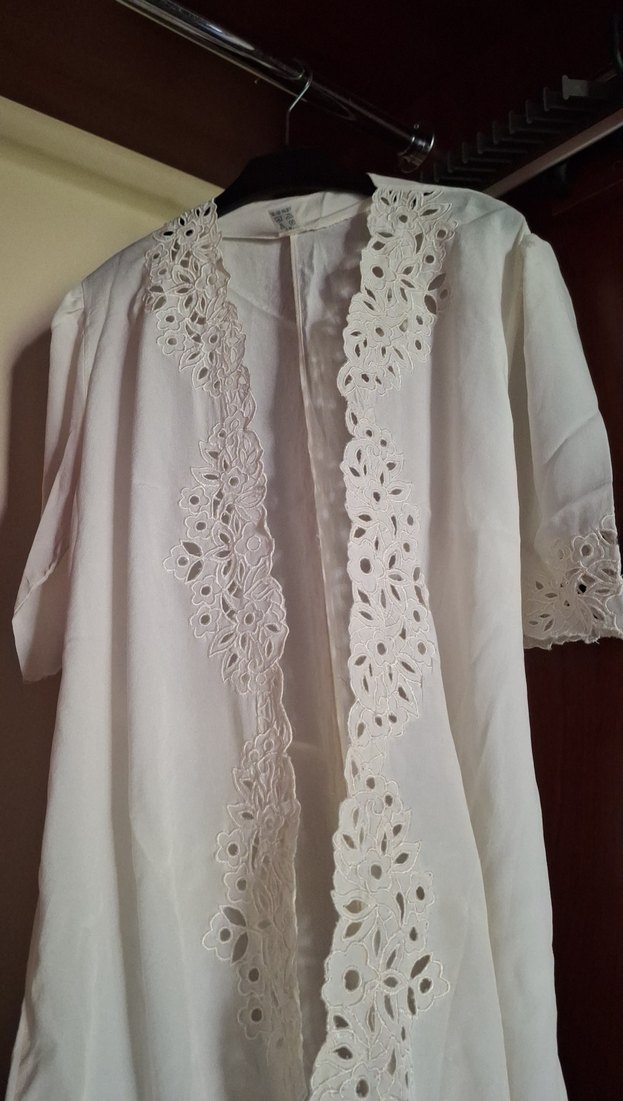 izon 1 Dantel İşlemeli Uzun Bohem Sabahlık,Mayo üzerine - Görsel 3