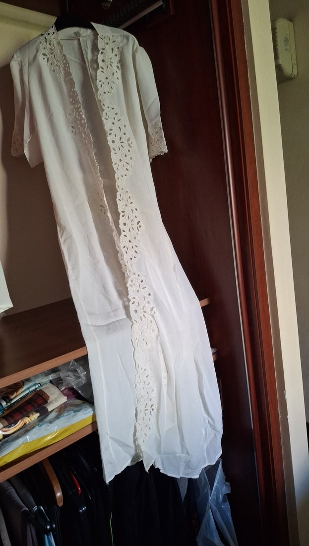 izon 1 Dantel İşlemeli Uzun Bohem Sabahlık,Mayo üzerine - Görsel 4